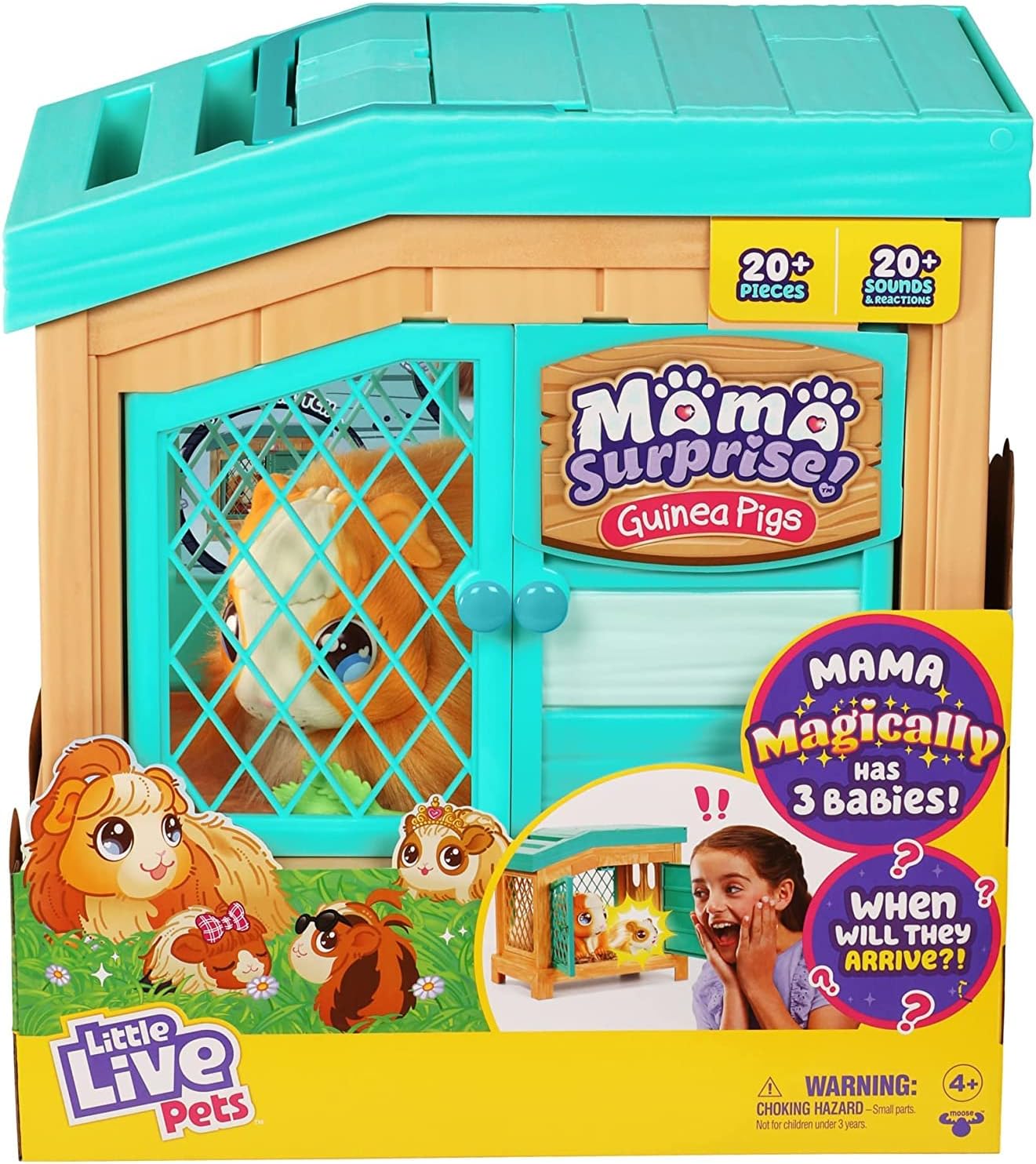 Little Live Pets Mama Surprise Interactive Guinea Pig with 20+ Sounds & Reactions – Soft, Engaging Toy for Ages 4+