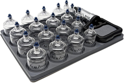 AcuZone Premium 19-Piece Plastic Cupping Therapy Set with Extension Tube – Professional Grade for Effective Pain Relief and Relaxation