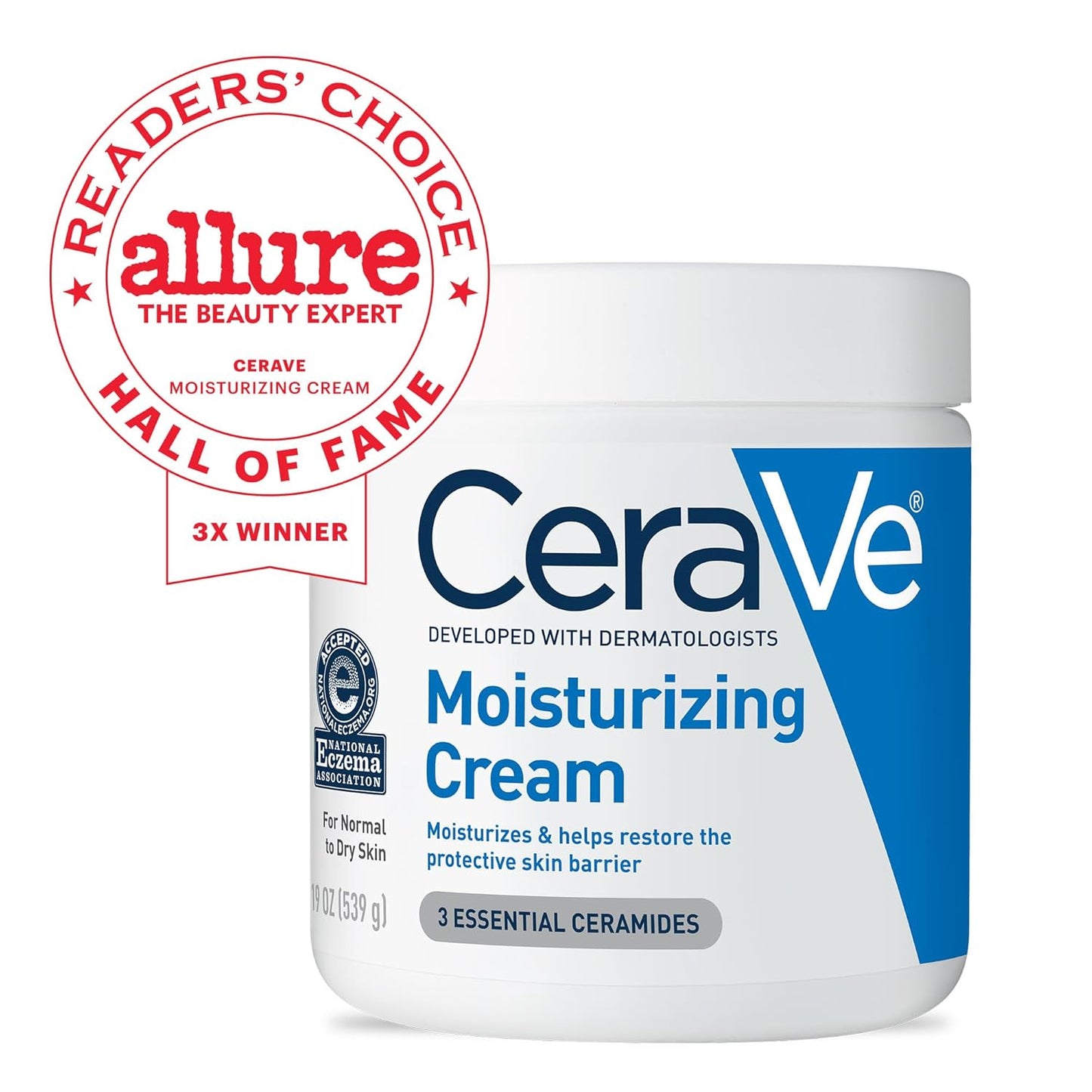 CeraVe Moisturizing Cream with Hyaluronic Acid & Ceramides, 19oz – Hydrating Body & Face Cream for Dry Skin