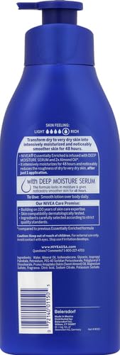 NIVEA Essentially Enriched Body Lotion, 16.9 Fl Oz | 48-Hour Moisturizing for Dry Skin, with Deep Nourishing Serum and Almond Oil, Pump Bottle