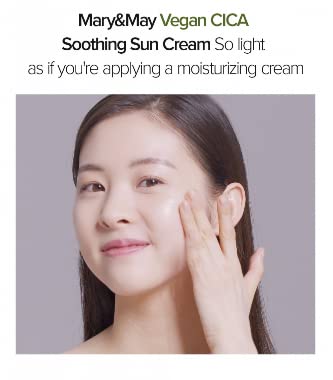 Mary&May CICA Soothing Sun Cream SPF50+ PA++++, 50ml – Lightweight Vegan Sunscreen for Daily Care – No Sticky Residue, No White Cast, No Streaks – Korean Skincare