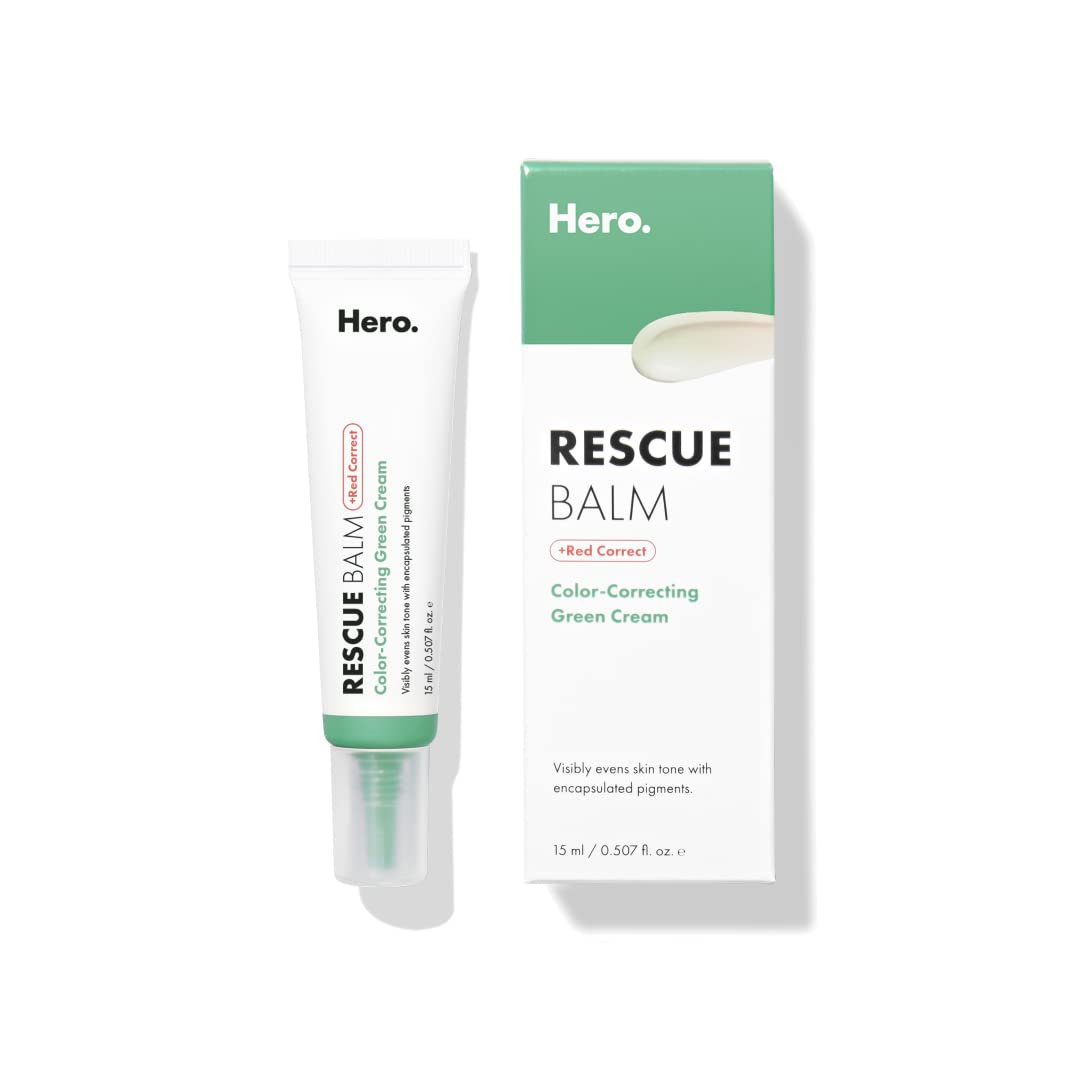 Hero Cosmetics Rescue Balm + Red Correct Post-Blemish Recovery Cream – Nourishing & Calming, Dermatologist Tested, 15ml