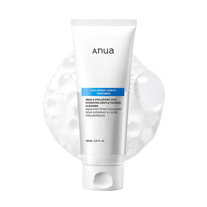 ANUA Hydrating Gentle Foaming Cleanser – Hyaluronic Acid, Glycerin, Zinc, Panthenol, Korean Face Wash for Dry Skin, Double Cleansing, 150ml (5.07 fl oz)