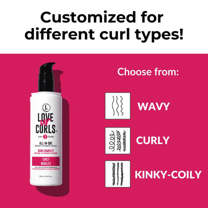 Love Ur Curls LUS All-in-One Curl Cream Styler – Anti-Frizz Curling Cream for Curly Hair, Repair, Define, Hydrate & Style with Shea Butter, 250mL