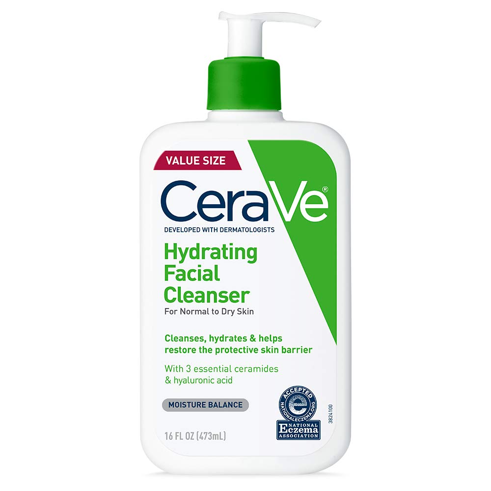 CeraVe Hydrating Facial Cleanser – Moisturizing Face Wash with Hyaluronic Acid, Ceramides, and Glycerin for Dry Skin – Certified by the National Eczema Association