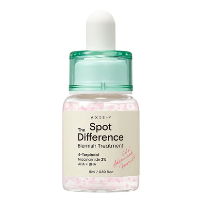 AXIS-Y Spot The Difference Blemish Treatment, 0.5 fl. oz. (15ml) – Spot Serum with 4-Terpineol, 2% Niacinamide, AHA & BHA for Breakout & Blemish Control – Vegan & Cruelty-Free Korean Skincare