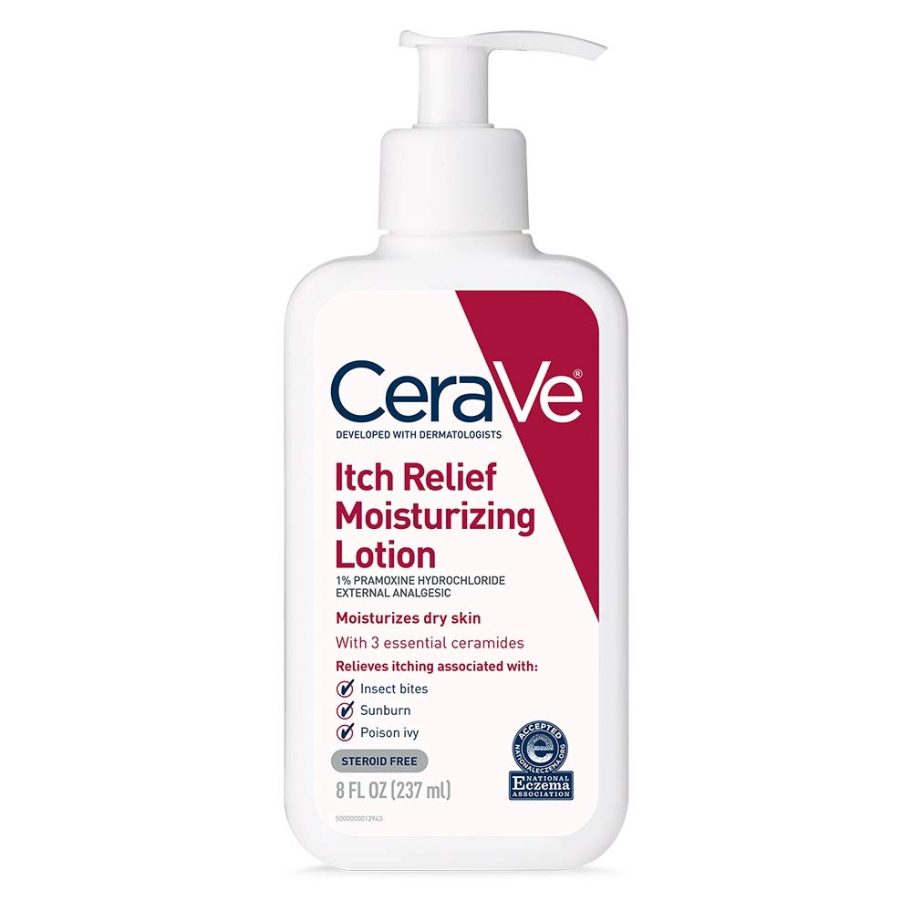 CeraVe Anti-Itch Moisturizing Lotion, 8 oz | Soothing Relief for Minor Skin Irritations, Sunburn, and Bug Bites with Pramoxine Hydrochloride