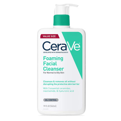 CeraVe Foaming Facial Cleanser | Daily Face Wash for Oily Skin with Hyaluronic Acid, Ceramides & Niacinamide | Oil-Control, Non-Drying, Fragrance-Free, 19 fl oz