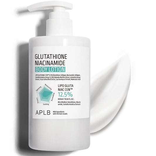 APLB Glutathione Niacinamide Body Lotion, 10.14 fl. oz. – LIPO GLUTA NIAC CEN™ 12.5% for Long-Lasting Hydration, Skin Revitalization, and Improved Texture – Korean Skincare