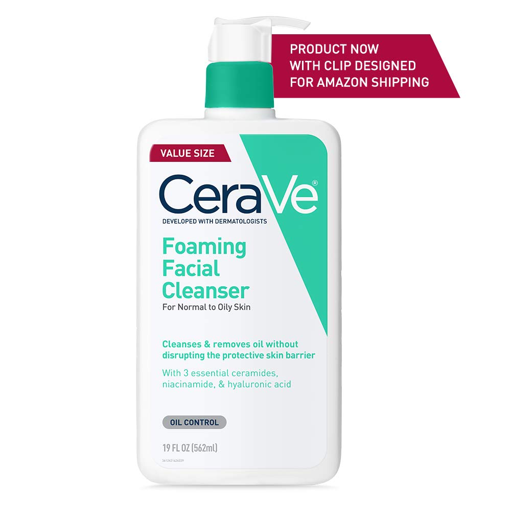 CeraVe Foaming Facial Cleanser | Daily Face Wash for Oily Skin with Hyaluronic Acid, Ceramides & Niacinamide | Oil-Control, Non-Drying, Fragrance-Free, 19 fl oz