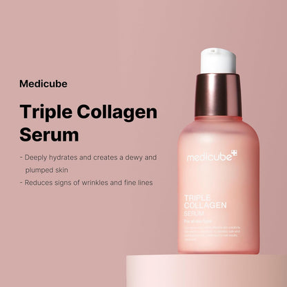 Medicube Triple Collagen Serum, 1.85 fl. oz – Lightweight Serum with Triple Collagen Complex, Niacinamide & Hyaluronic Acid for Nourishing Dull Skin – Korean Skincare