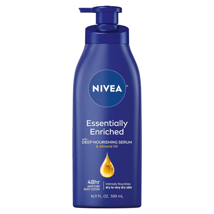 NIVEA Essentially Enriched Body Lotion for Dry Skin, 16.9 Fl Oz Pump Bottles, Pack of 2 – Deep Moisture for Smooth, Hydrated Skin.