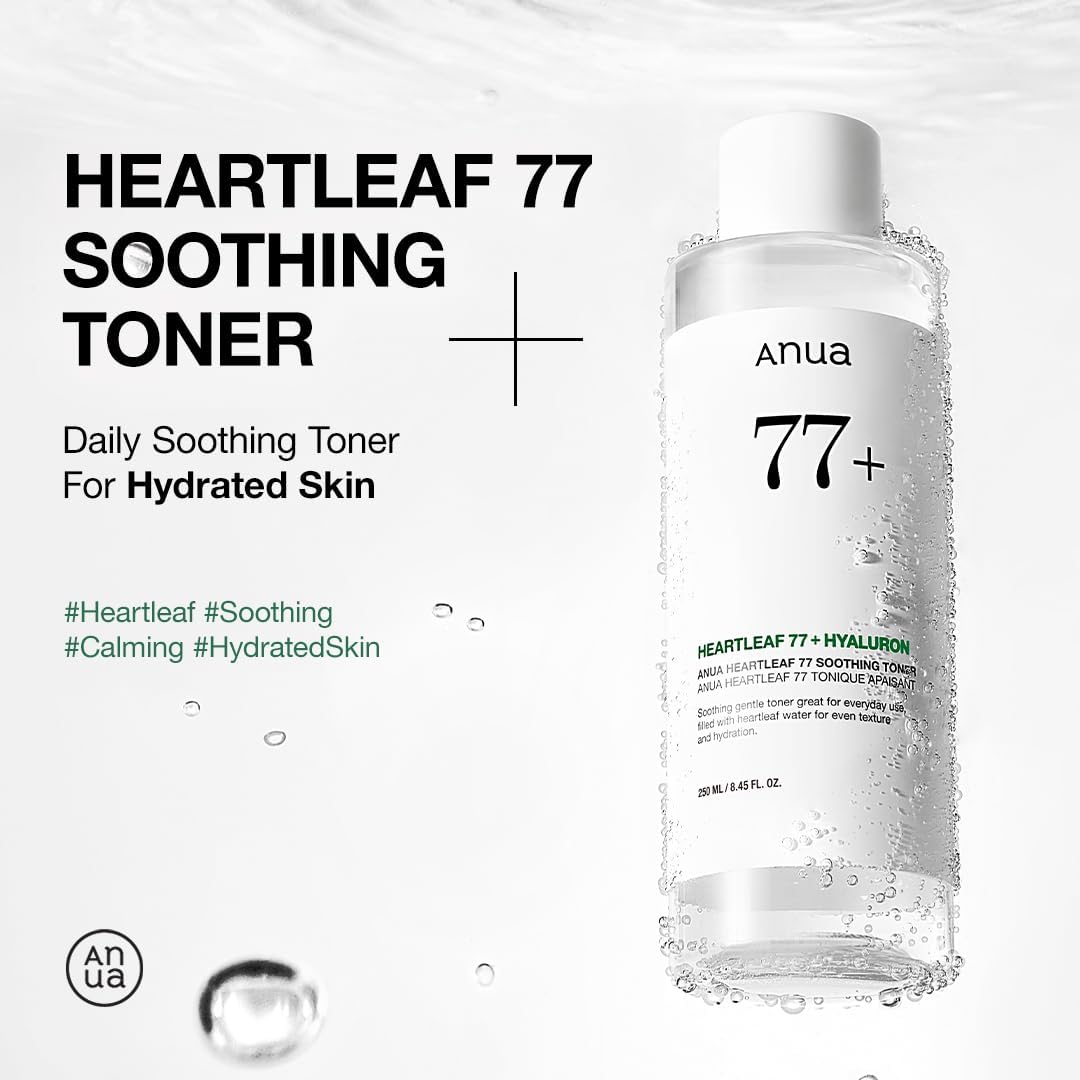 Anua Heartleaf 77 Soothing Toner – pH 5.5 Calming, Hydrating & Purifying Toner for Sensitive Skin, Cruelty-Free & Vegan (250ml / 8.45 fl. oz.)