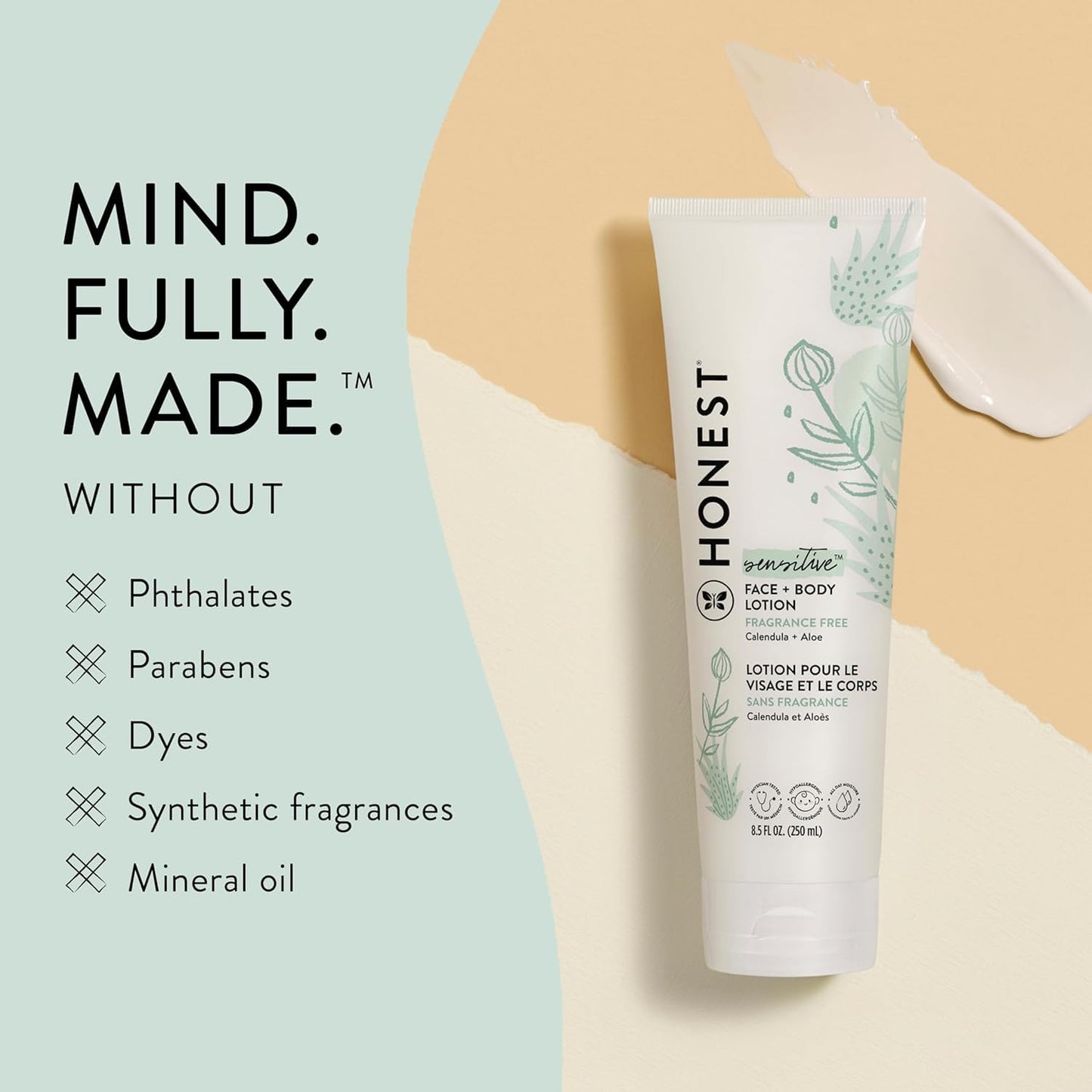 The Honest Company Hydrating Face + Body Lotion, 8.5 fl oz | Fast-Absorbing, Hypoallergenic, Fragrance-Free, Naturally Derived for Sensitive Skin