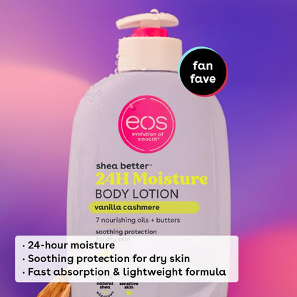 eos Shea Better Body Lotion, 16 fl oz | Vanilla Cashmere – 24-Hour Moisture, Lightweight & Non-Greasy Skin Care, Enriched with Natural Shea Butter.