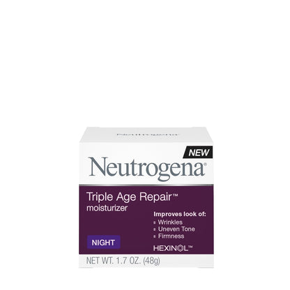 Neutrogena Triple Age Repair Anti-Aging Night Cream with Vitamin C, Firming Face & Neck Cream, Fights Wrinkles & Evens Tone, 1.7 oz