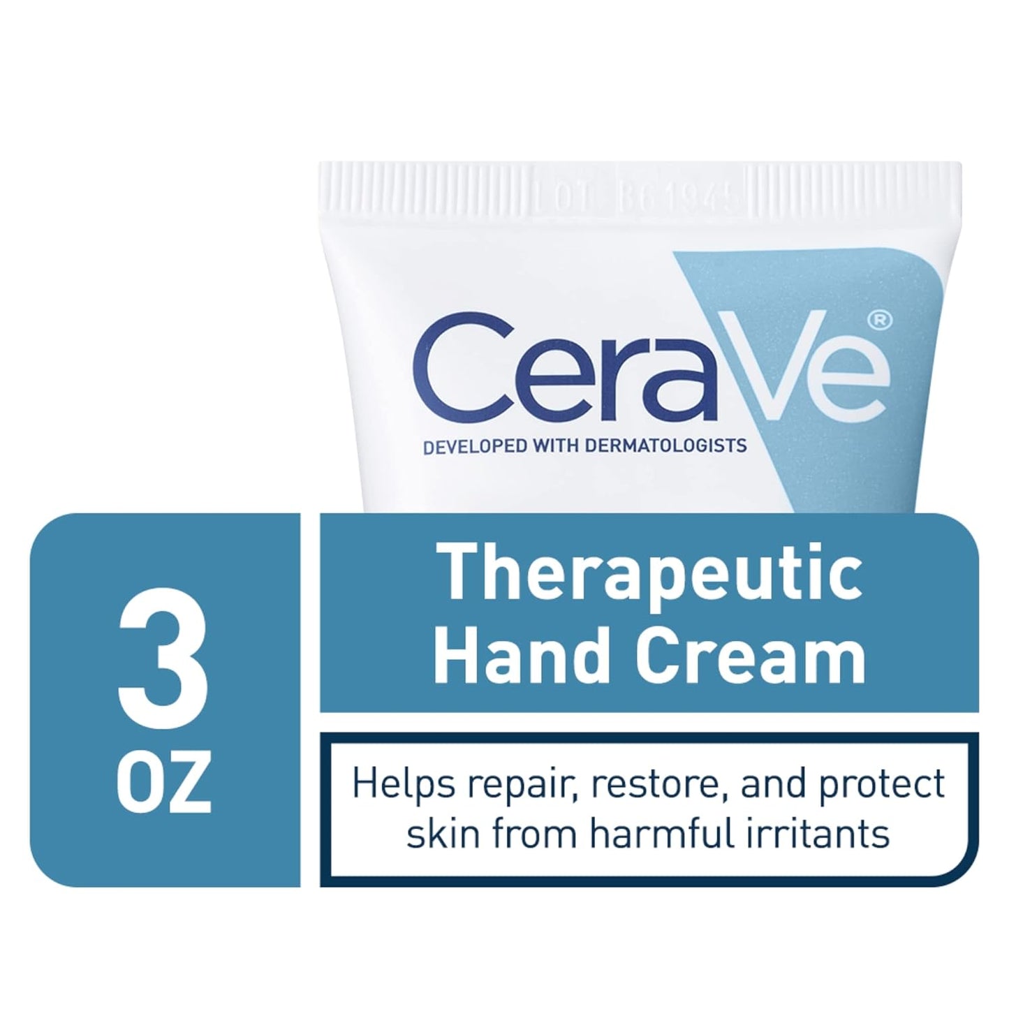 CeraVe Therapeutic Hand Cream for Dry, Cracked Hands, 3 Oz | Hydrating Formula with Hyaluronic Acid and Niacinamide, Fragrance-Free