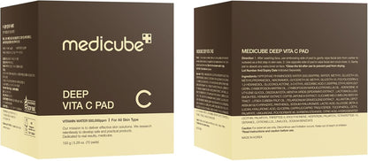 Medicube Deep Vita C Facial Pads, 70 Sheets – Vitamin C Toner Pads with 500,000 PPM of Vitamin Water & 3 Types of Vitamin for Uneven Skin Tone, Hydration, and Resurfacing