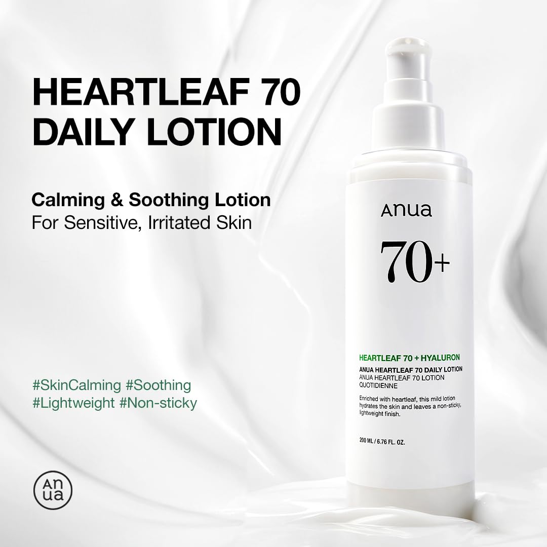 Anua Heartleaf Daily Lotion – Lightweight Face Moisturizer with Hyaluronic Acid for Sensitive Skin, 200ml (6.76 fl oz) – Korean Skincare