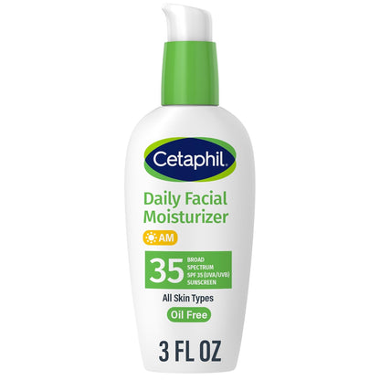 Cetaphil Daily Oil-Free Facial Moisturizer with SPF 35, 3 oz | Fragrance-Free Moisturizer for Dry or Oily Combination Sensitive Skin