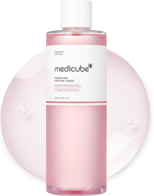 Medicube PDRN Pink Peptide Toner, 250ml (8.45 fl. oz.) – Pink Glow Toner for Skin Boosting, Soothing, and Uneven Skin Tone with Rose PDRN, Peptide & Niacinamide – Korean Skin Care