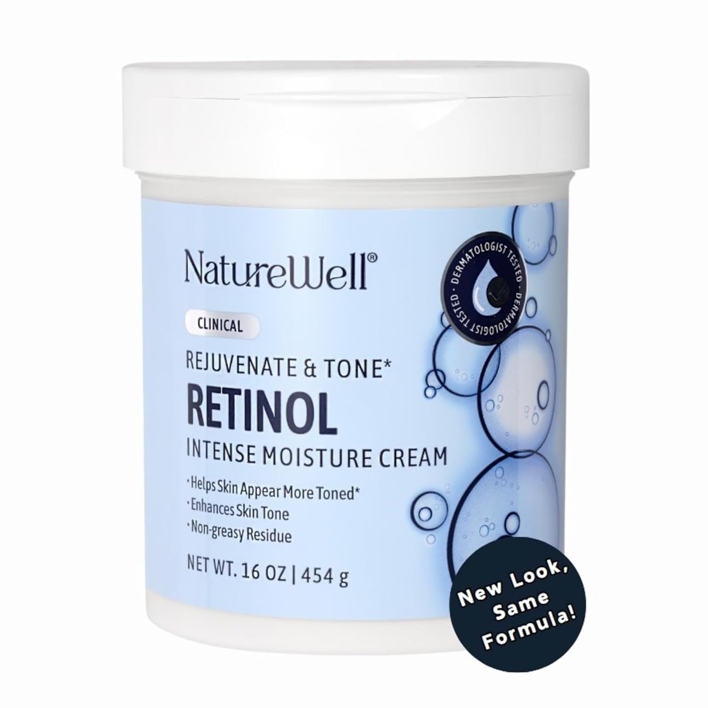 NATURE WELL Clinical Retinol Advanced Moisture Cream for Face, Body & Hands, Anti-Aging Treatment for Discoloration, Wrinkles, Sun Damage, and Sagging Skin | 16 Oz