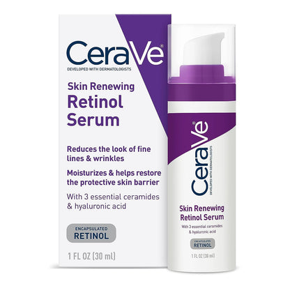 CeraVe Anti-Aging Retinol Serum for Face, 1 Oz | Encapsulated Retinol with Hyaluronic Acid, Niacinamide & Ceramides, Smooths Wrinkles & Fine Lines, Gentle Skin Brightening Serum