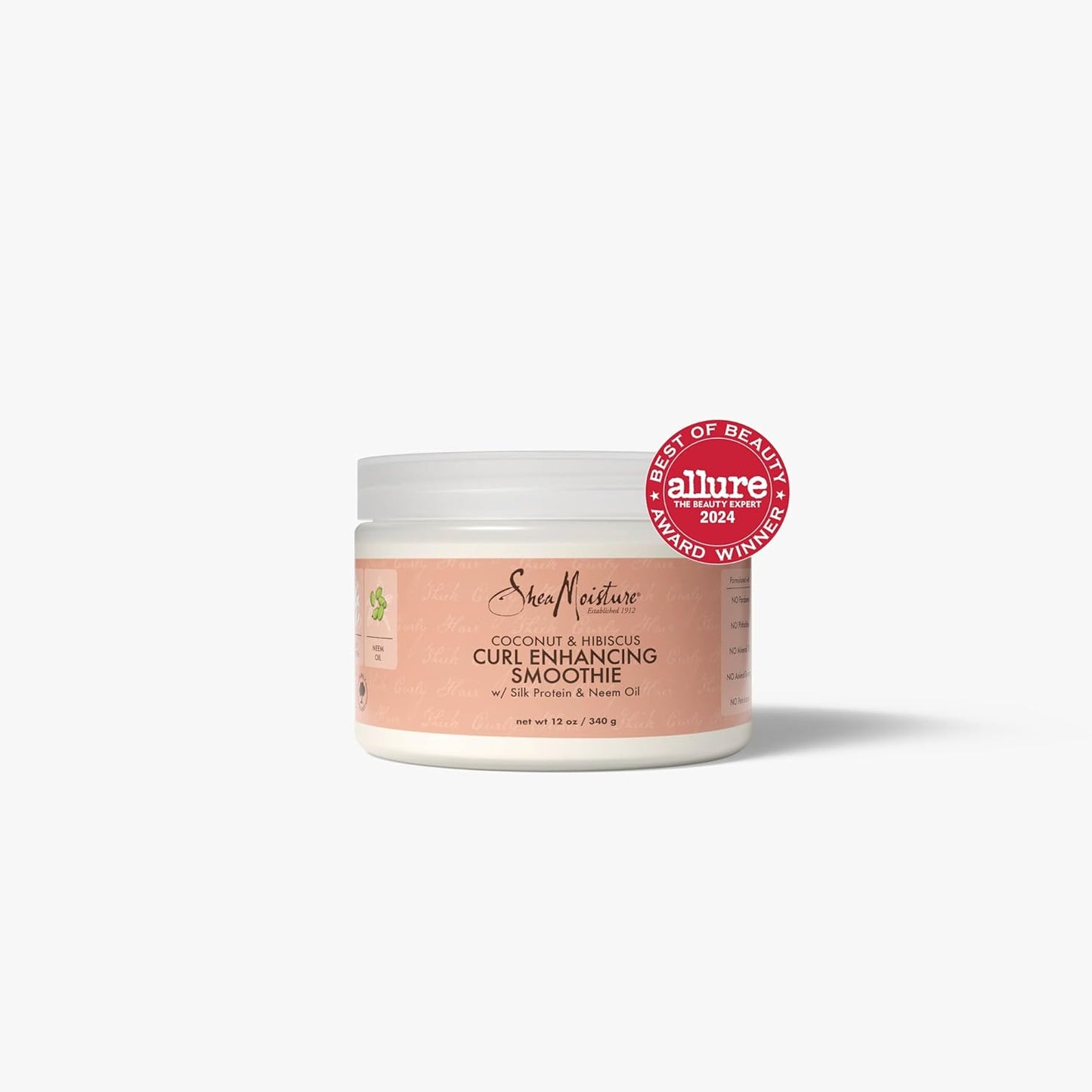 SheaMoisture Curl Enhancing Smoothie Cream for Thick, Curly Hair, Coconut & Hibiscus, Sulfate-Free & Paraben-Free, 12 oz