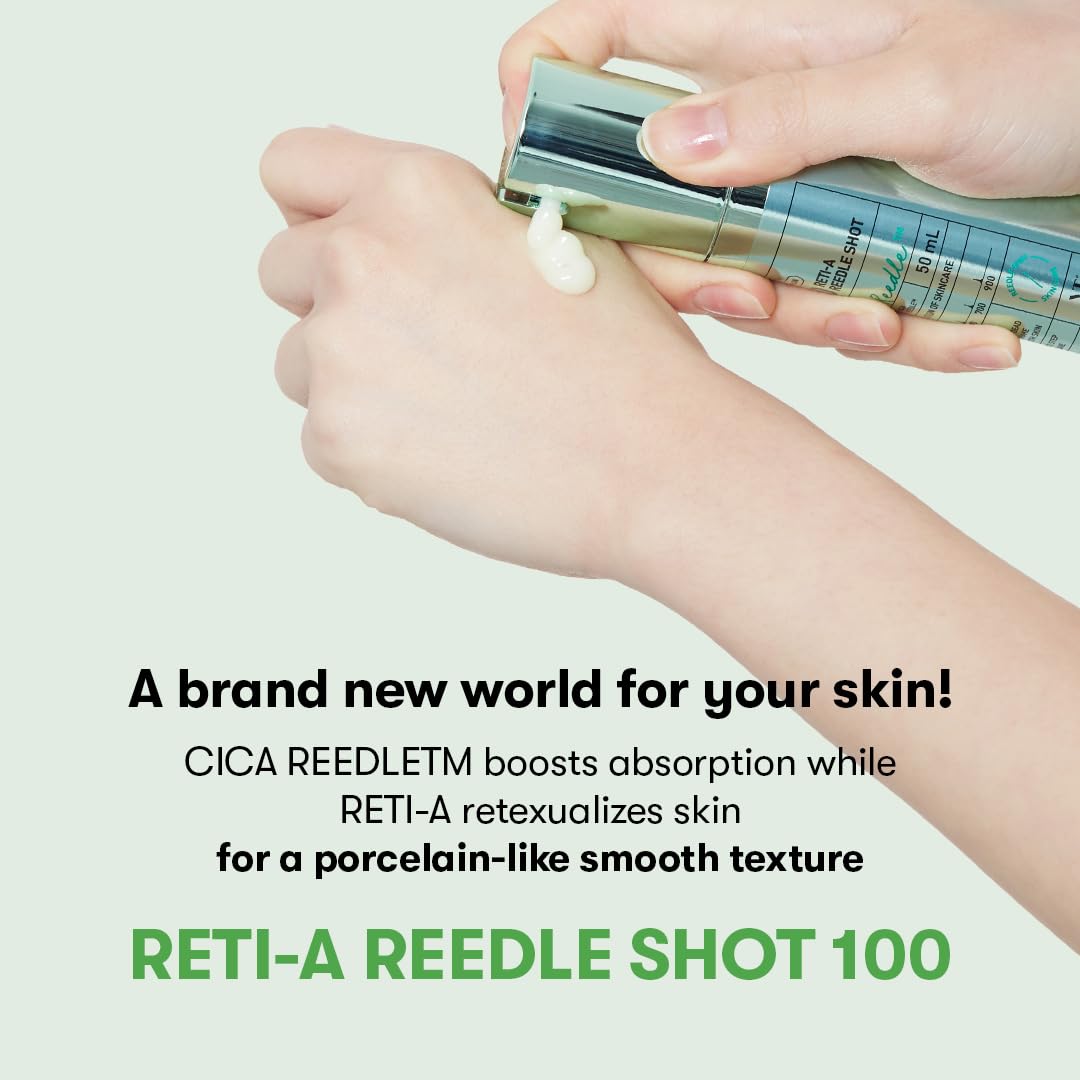 VT Cosmetics Reti-A Reedle Shot 100, 1.69 fl. oz. (50ml) – Retinol Microneedling Serum with Exosome & Hyaluronic Acid for Skin Repair, Glass Skin & Softness – Ideal for Retinol Beginners