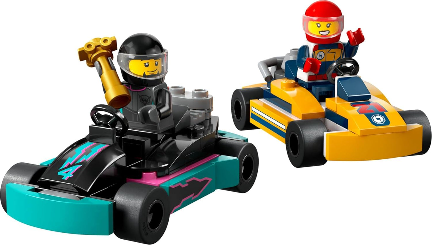 LEGO City Race Car Playset - Go-Karts & Drivers with 2 Minifigures, Racing Vehicles, and Fun Accessories for Kids Aged 5+, 60400