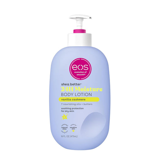 eos Shea Better Body Lotion, 16 fl oz | Vanilla Cashmere – 24-Hour Moisture, Lightweight & Non-Greasy Skin Care, Enriched with Natural Shea Butter.