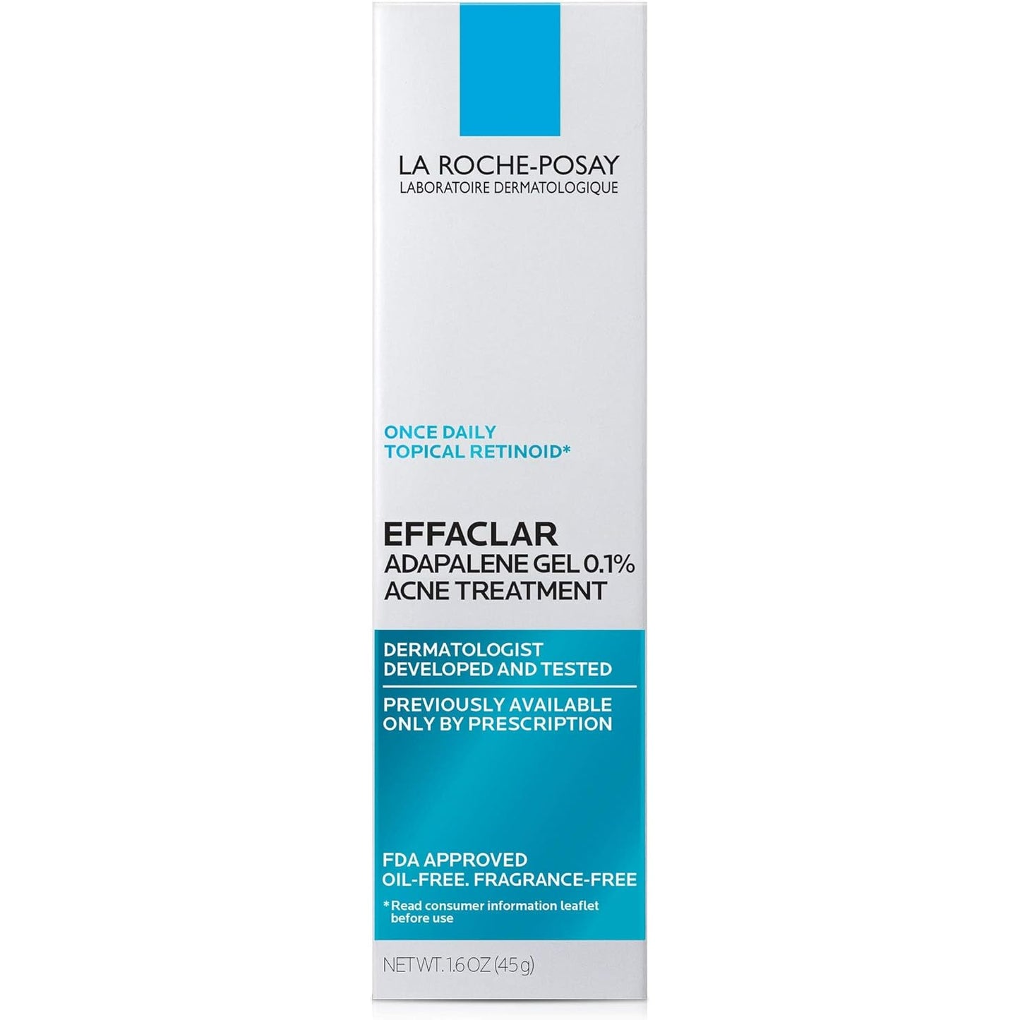 La Roche-Posay Effaclar Adapalene Gel 0.1% Acne Treatment | Retinoid Acne Cream for Blackheads & Whiteheads | Oil-Free Acne Medication