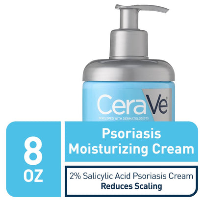 CeraVe Psoriasis Moisturizing Cream with Salicylic Acid & Urea for Itch Relief and Dry Skin Care, Fragrance-Free, 8 oz