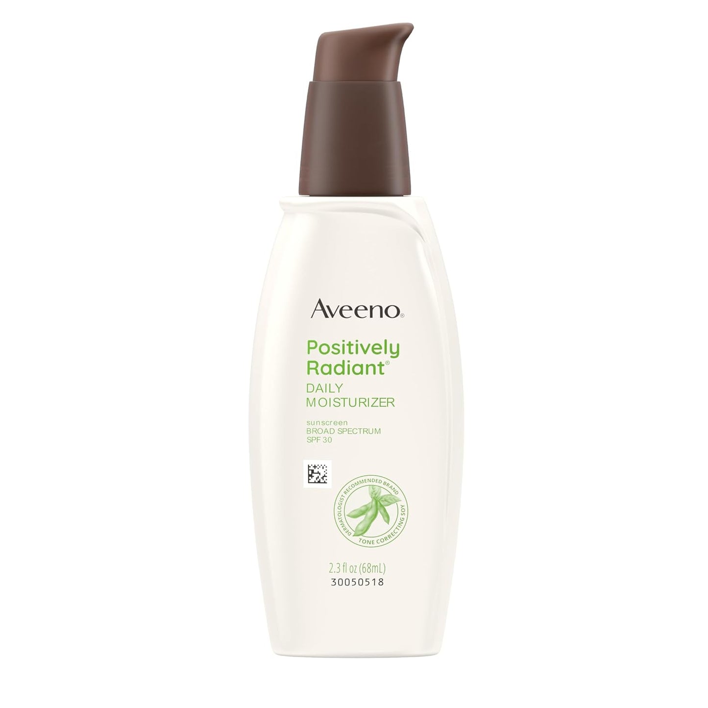 Aveeno Positively Radiant Face Moisturizer with SPF 30, Soy Extract, Oil-Free Hydrating Formula, Improves Skin Tone & Texture, 2.3 fl. oz.