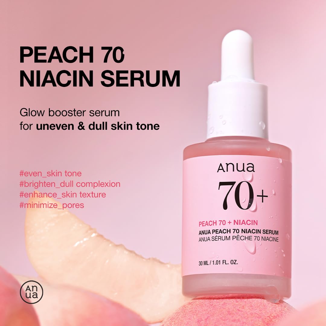 Anua Peach 70 Niacinamide Serum – Brightening & Hydrating Face Serum for Daily Use, Clean Beauty Formula (30ml / 1.01 fl. oz.)