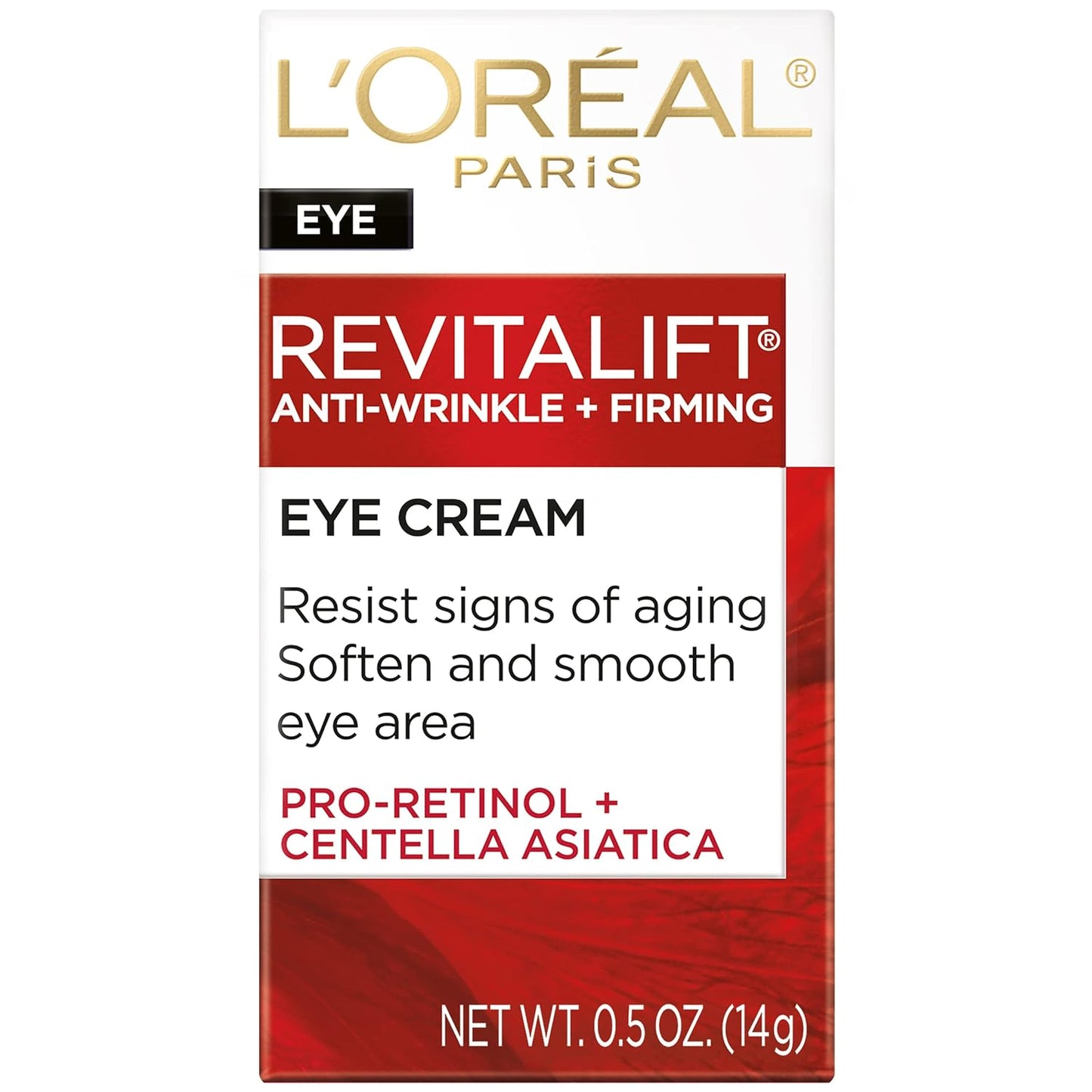 L'Oréal Paris Skincare Revitalift Anti-Wrinkle & Firming Eye Cream with Pro Retinol, Dark Circle Treatment, Fragrance-Free, 0.5 oz.