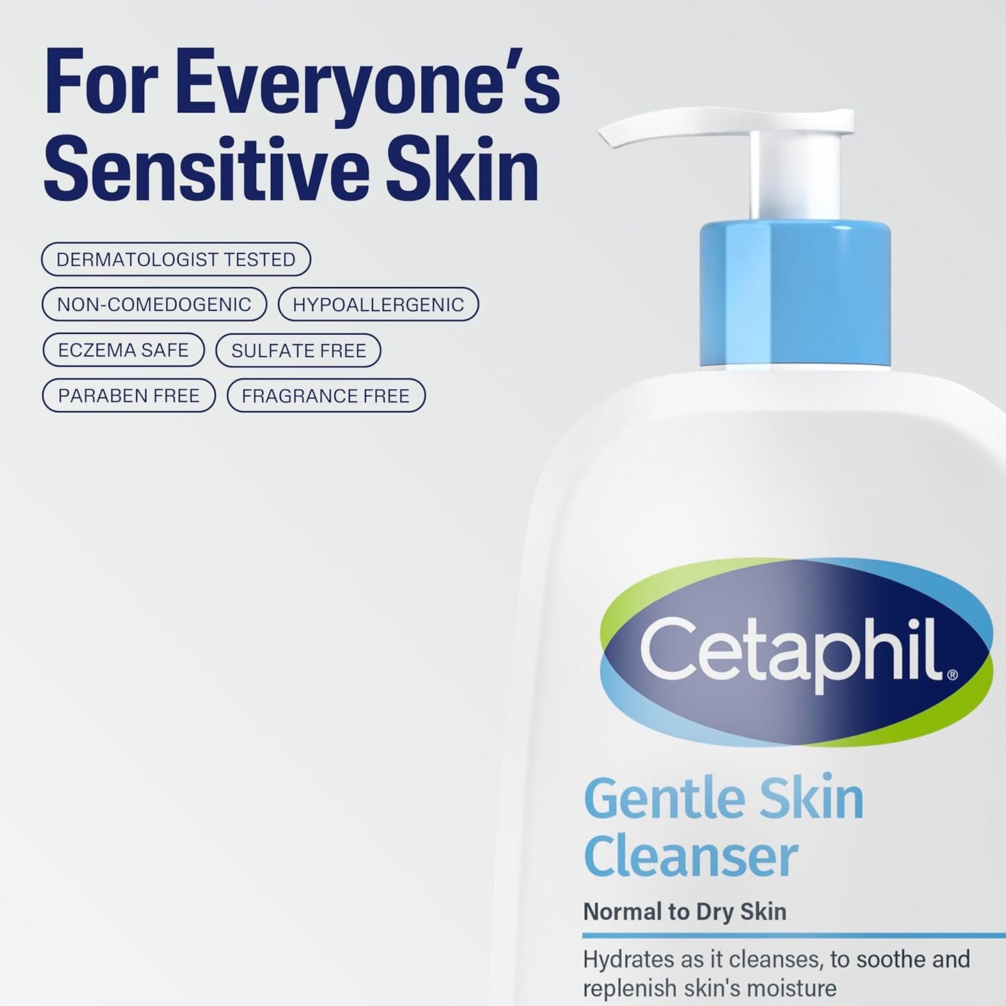 Cetaphil Hydrating Gentle Skin Cleanser for Dry to Normal Sensitive Skin, Fragrance-Free, Soap-Free, Non-Foaming - 20 oz