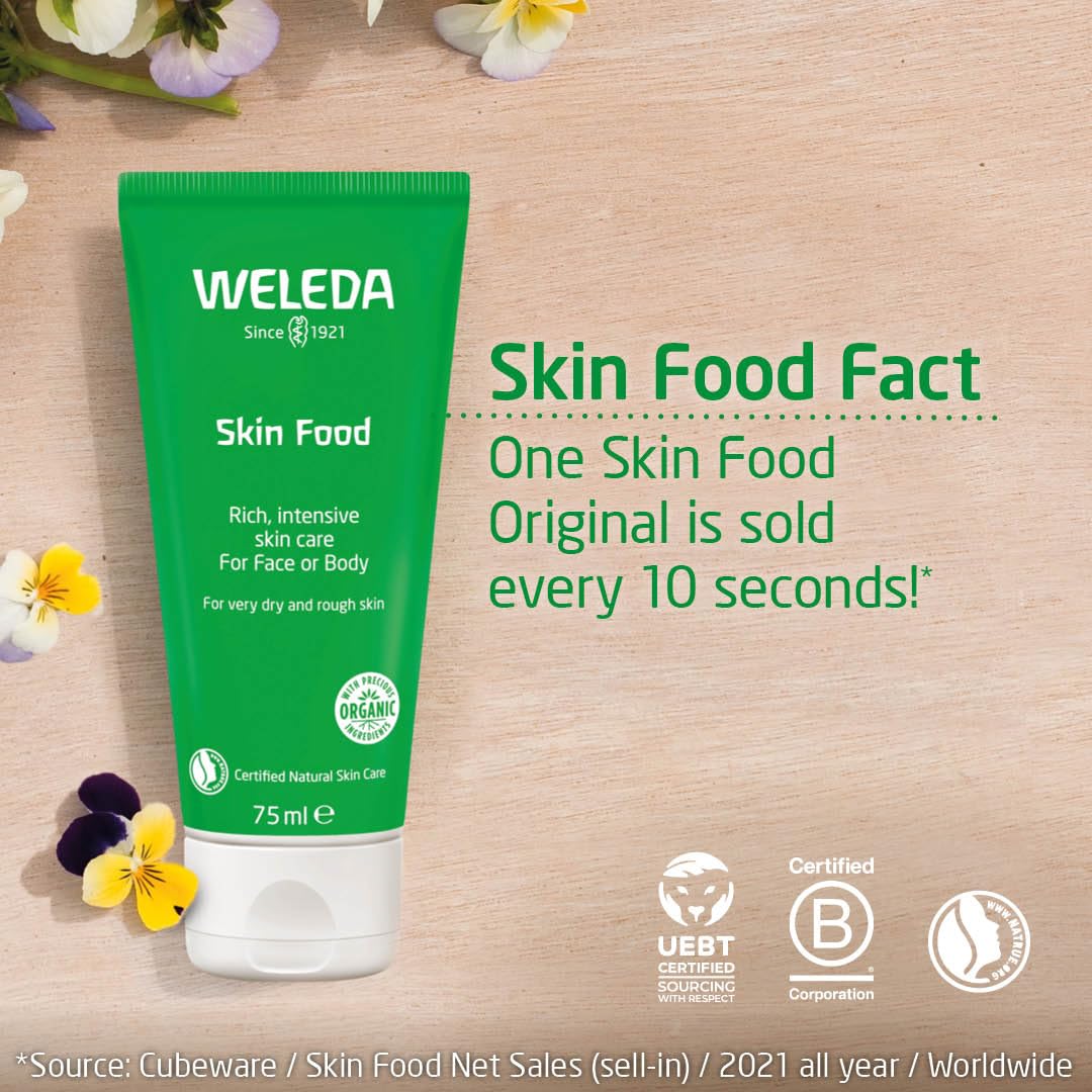 Weleda Skin Food Original Ultra-Rich Body Cream, 2.5 Fl Oz | Plant-Based Hydrating Moisturizer with Pansy, Chamomile, and Calendula