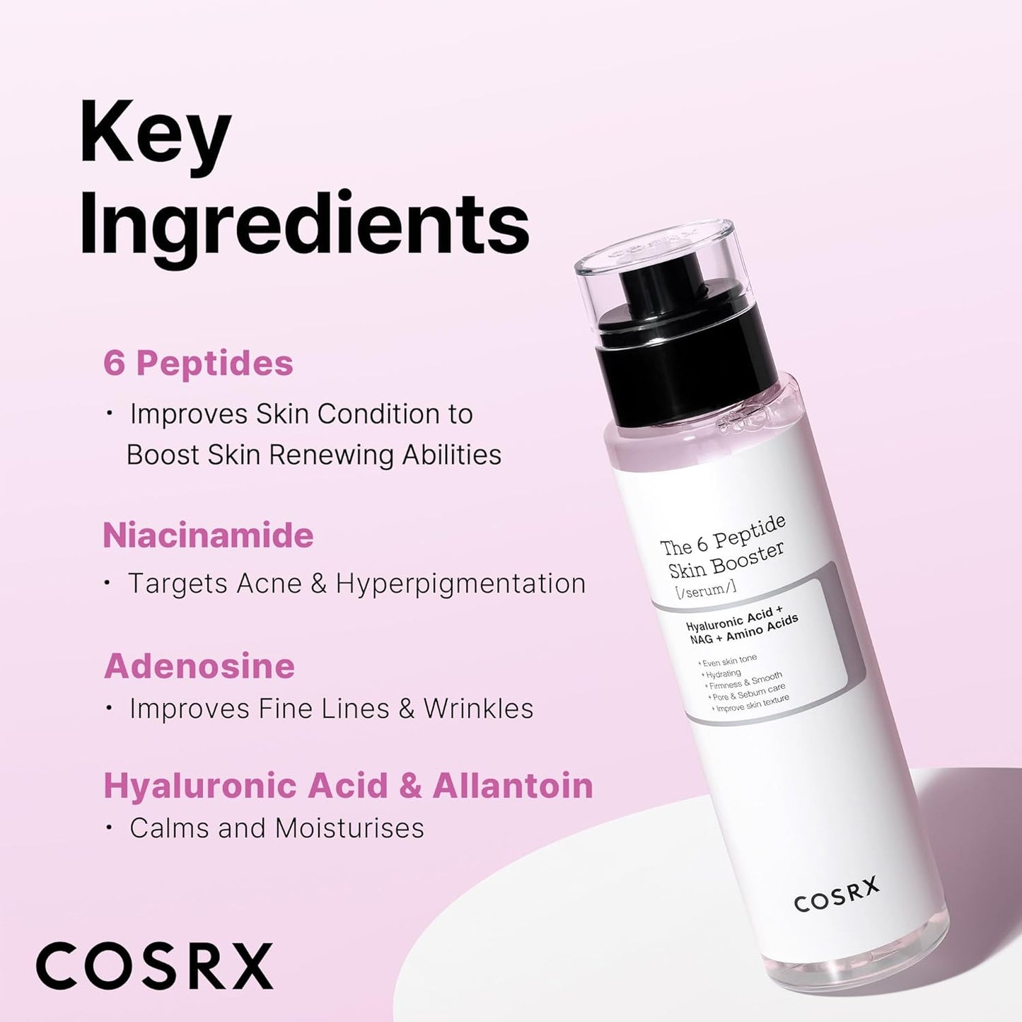 COSRX 6X Peptide Collagen Booster Toner Serum – Niacinamide & Hyaluronic Acid Facial Essence for Skin Renewal, Hydrating & Paraben-Free, Korean Skin Care, 5.07 fl oz (150mL)