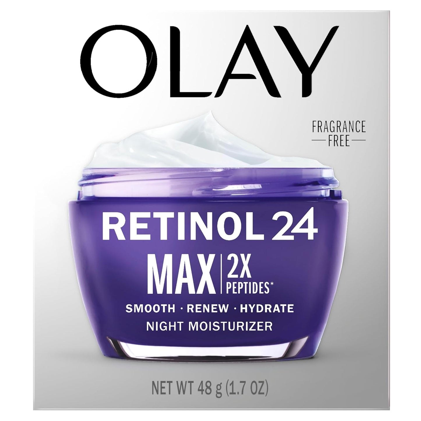 Olay Retinol 24 Max Night Moisturizer, 1.7 oz | Hydrating Retinol Face Cream, Fragrance-Free & Non-Greasy Formula