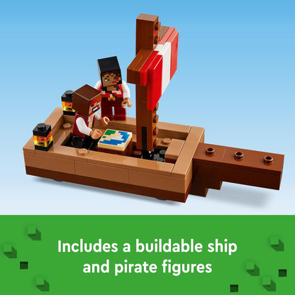 LEGO Minecraft The Pirate Ship Voyage – Boat Playset with Squid, Camel, and Pirate Figures, Action Role-Play Building Set for Kids Aged 8+, Perfect Minecraft Gift, 21259