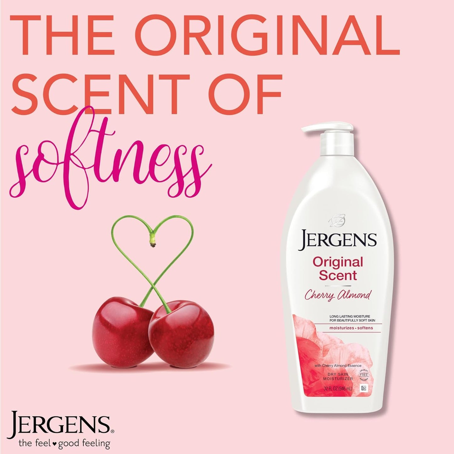 Jergens Original Scent Dry Skin Lotion, 32 Ounce | Body & Hand Moisturizer with HYDRALUCENCE Blend & Cherry Almond Essence for Long-Lasting Hydration