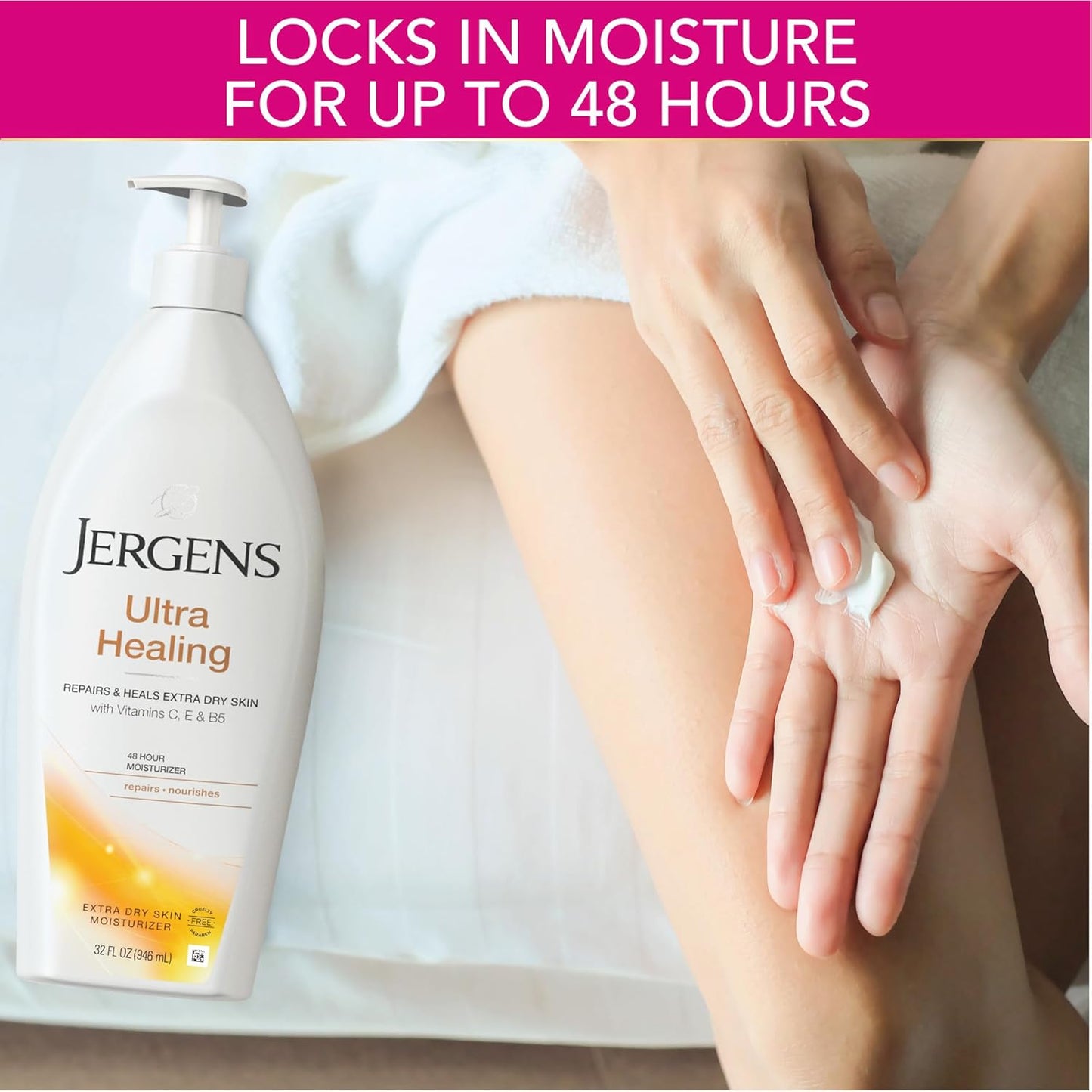 Jergens Ultra Healing Dry Skin Moisturizer, 32 oz | Body & Hand Lotion with HYDRALUCENCE Blend, Vitamins C, E, & B5 for Extra Dry Skin