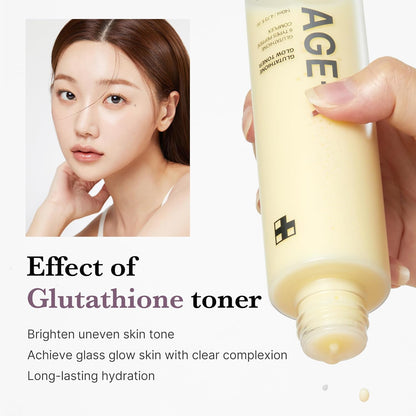 Medicube Age-R Glutathione Glow Milky Toner, 140ml (4.73 fl. oz.) – Low-Irritation Double Layer Toner for Glass Glow Skin with Peptide, Even Skin Tone, Radiance, and Hydration – Korean Skincare