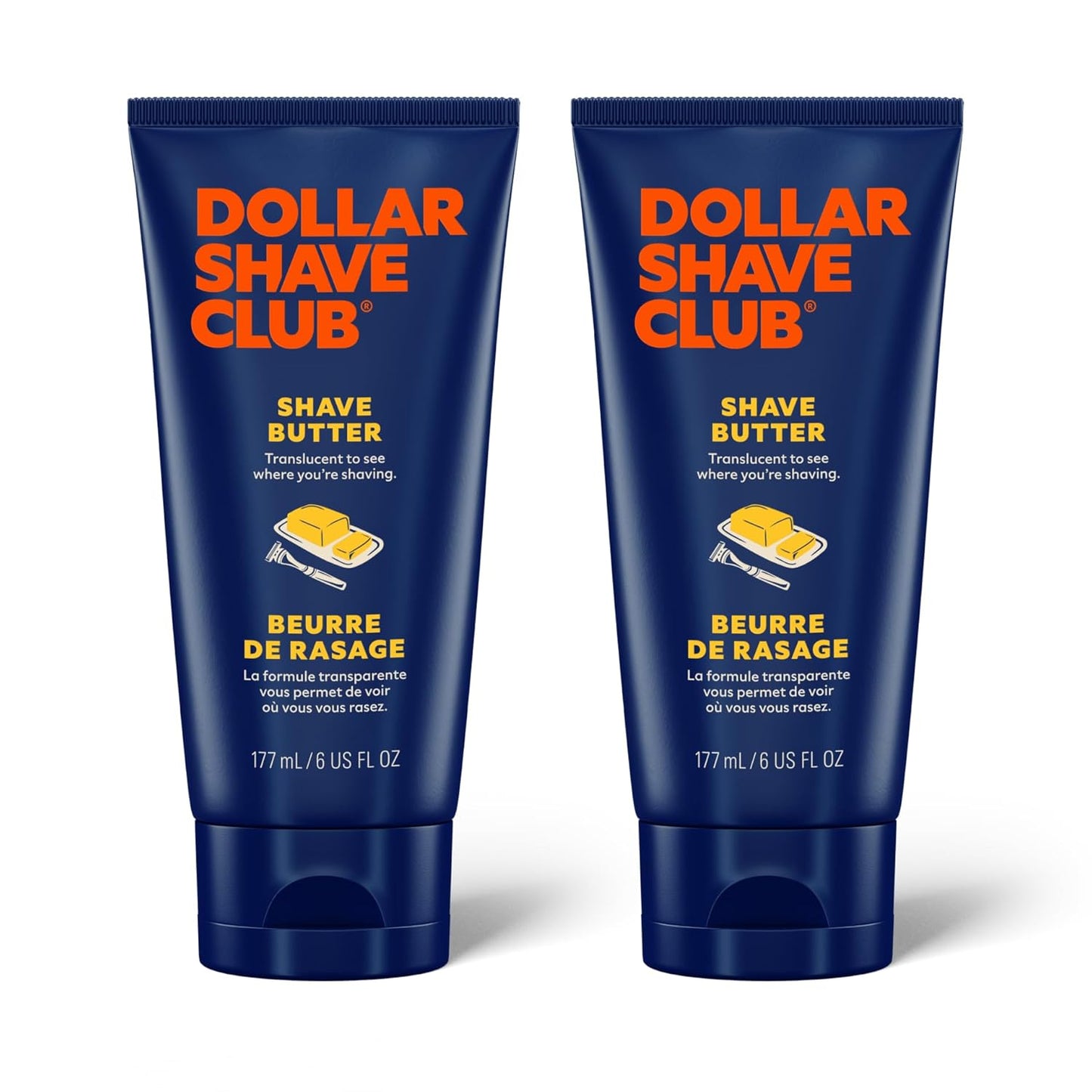 Dollar Shave Club Butter for Sensitive Skin, Translucent Shaving Cream & Gel Alternative, Gentle Glide Formula to Fight Razor Bumps & Ingrown Hairs (Pack of 2)