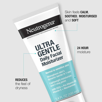 Neutrogena Daily Facial Moisturizer, 3.4 Fl. Oz | Fragrance-Free, Hydrating Moisturizer for Sensitive & Dry Skin with Vitamin B3, Pro-Vitamin B5 & Vitamin E