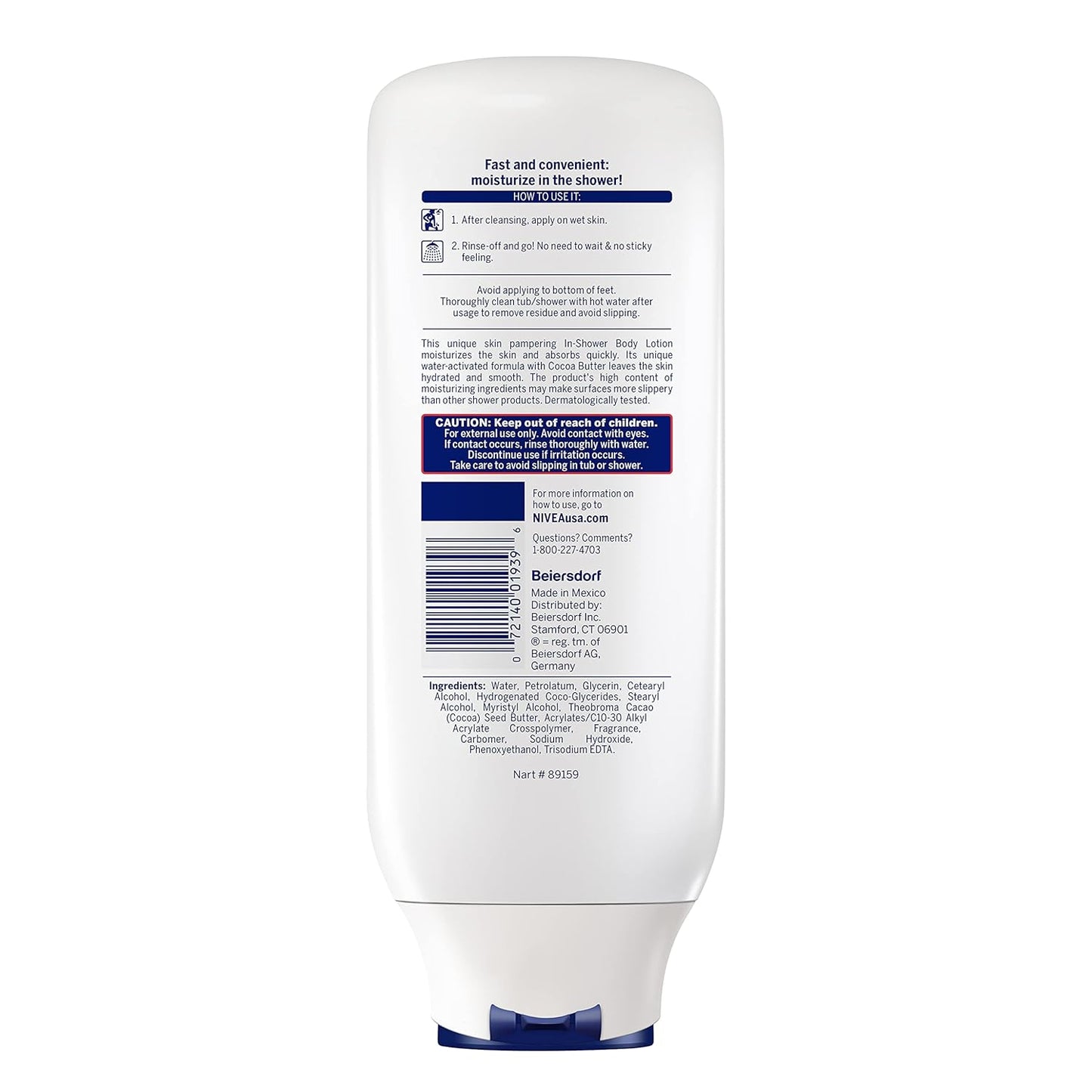 NIVEA Cocoa Butter In Shower Lotion, 13.5 Fl Oz | Moisturizing Body Lotion for Dry Skin