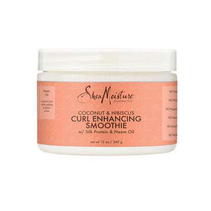 SheaMoisture Curl Enhancing Smoothie Cream for Thick, Curly Hair, Coconut & Hibiscus, Sulfate-Free & Paraben-Free, 12 oz