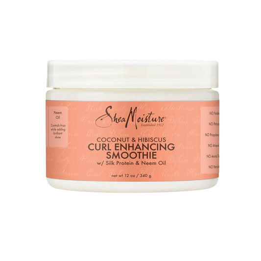 SheaMoisture Curl Enhancing Smoothie Cream for Thick, Curly Hair, Coconut & Hibiscus, Sulfate-Free & Paraben-Free, 12 oz