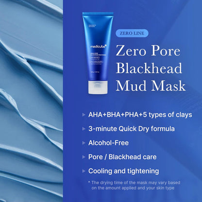 Medicube Zero Pore Blackhead Mud Mask, 3.52 oz – 3-Minute Quick-Dry Formula with AHA, BHA, PHA & Pore-Purifying Clay for Skin Cooling, Tightening, and Blackhead Care – Korean Skin Care